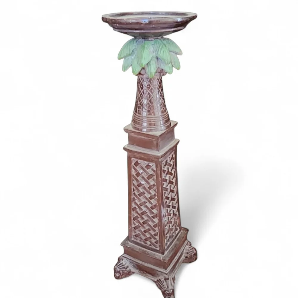 Tiki Palm Tree Pillar Candle Holder, Tall 19